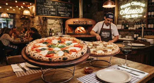 Pizzas servidas en una mesa, imagen de referencia para futuras promociones